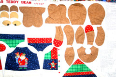 60 INCH WIDE CHRISTMAS TEDDY BEAR AND CLOTHING PANEL – 100% COTTON FABRIC