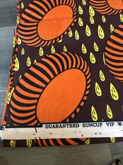 African Wax Print Ankara Fabric 6 Yards Brand New Brown & Orange Floral