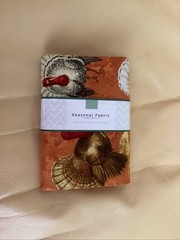 Fabric 1 Yd Cotton Fall Autumn Thanksgiving Turkeys Allover Print Orange New