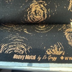Heavy Metal Ro Gregg Northcott Copper Metallic on Black Cotton Quilting Fabric