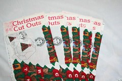 6 Cranston Christmas Jingle Bell Bear Applique Fabric Panels Lot Santa Tree Star