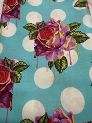 1/2 YARD Aqua PAINTED ROSES Curiouser Floral Multi Cotton Quilt Fabric Tula Pink