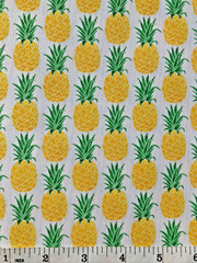 Golden Yellow Pineapples on White – Quilt Fabric – Free Shipping – Yard