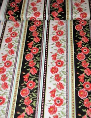 Poppy Flowers Stripe Cotton Fabric Henry Glass Poppy Perfection HALF-YARD (18″)