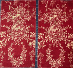 Waverly Lot of 2 Floral/Quail Fabric Cotton in Red and Tan 18.5” x 9.75” each