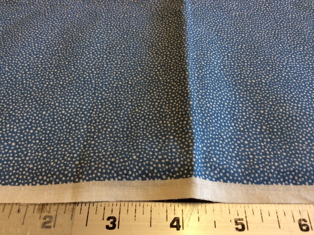 WHITE DOTS ON BLUE COTTON BY GENERAL FABRICS 5/8 YARD
