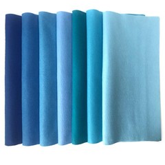 7 PCS 18×18 Inch 1.4mm Soft Felt Fabric Sheet Blue Series DIY Craft Patchwork