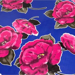 Gardenia Navy Blue Oilcloth Fabric By The Roll (12 Yards)