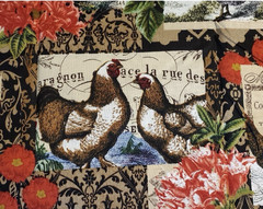 French Country Rustic Rooster Hen & Floral Patchwork David Textiles 22″x14″