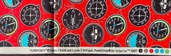 AVLYN AIRPORT – COCKPIT GUAGES-RED COTTON FABRIC 15 YARDS – VINTAGE – NEW