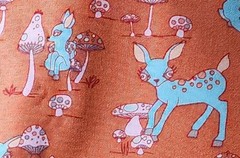 3YD 2009 Jay McCarroll BROWN Woodland Wonderland Deer & Mushrooms Fabric