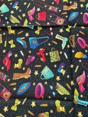 VTG Cowgirl Handbag Makeup Fun Quilt Fabric Brights 1/2 yard