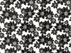 Black & White Flowers Fabric Remant 45″ x 36″ JoAnn Stores Crafts Quilting
