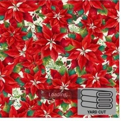 Poinsettias Red Holiday Christmas 1 Yard Cotton Fabric PreCut Fabric