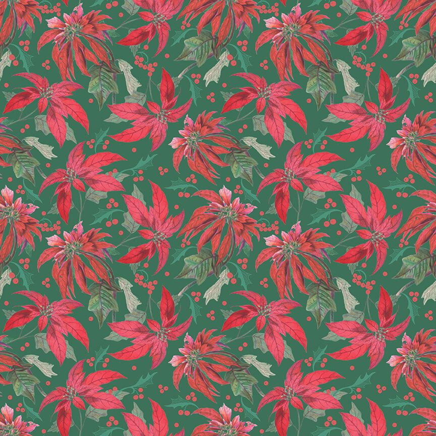 Merry Little Christmas Main Green C14840 100% Cotton Fabric by the half yd