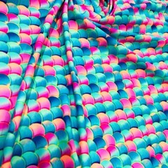 Spandex Fabric Pastel Mermaid Scales Print 4way Stretch by the yard for Swimwear