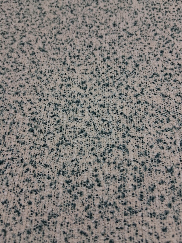 New Woven Tweed Bouclé Upholstery Fabric Teal Cream Vinyl Back 57″ x 63″