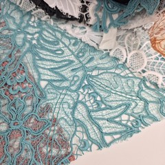 25 Assorted Lace Fabric Samples Lot Floral Guipure Embroidery Craft Sewing