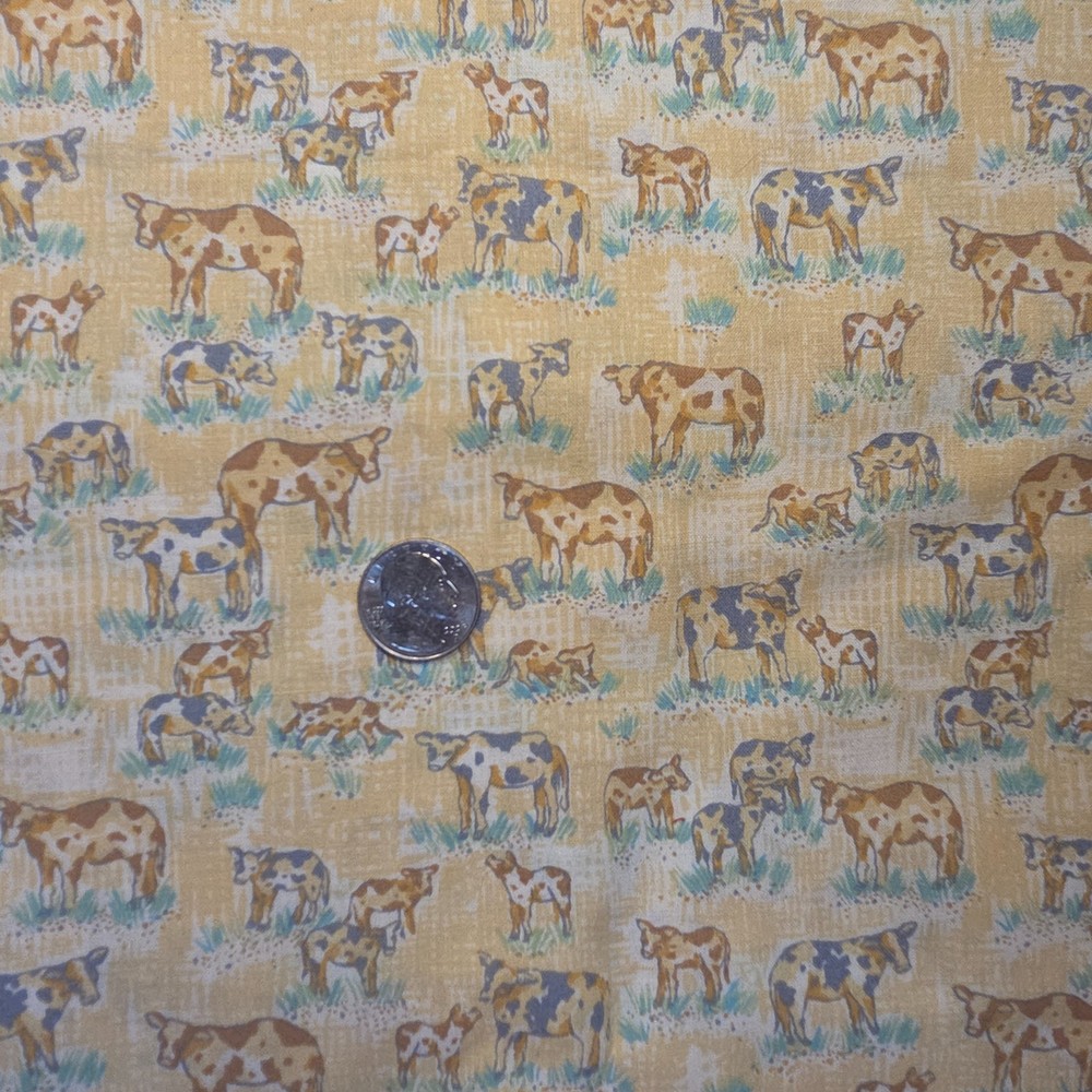2 yards 9″ Grazing Cows & Calves Cotton Quilting Fabric by Jo-Ann Fabrics