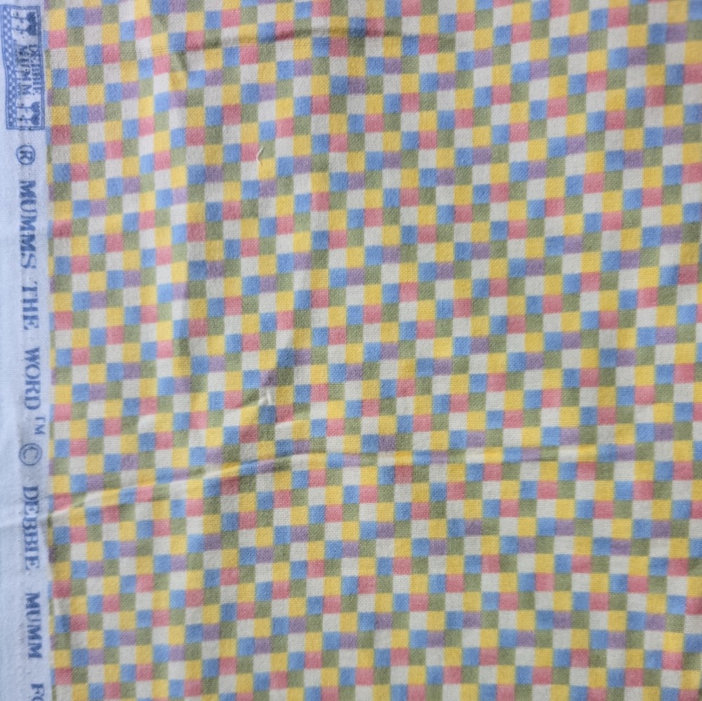 Debbie Mumm-Mumms The Word Vintage Flannel Fabric Pastel Checker Plaid 1.75Yd