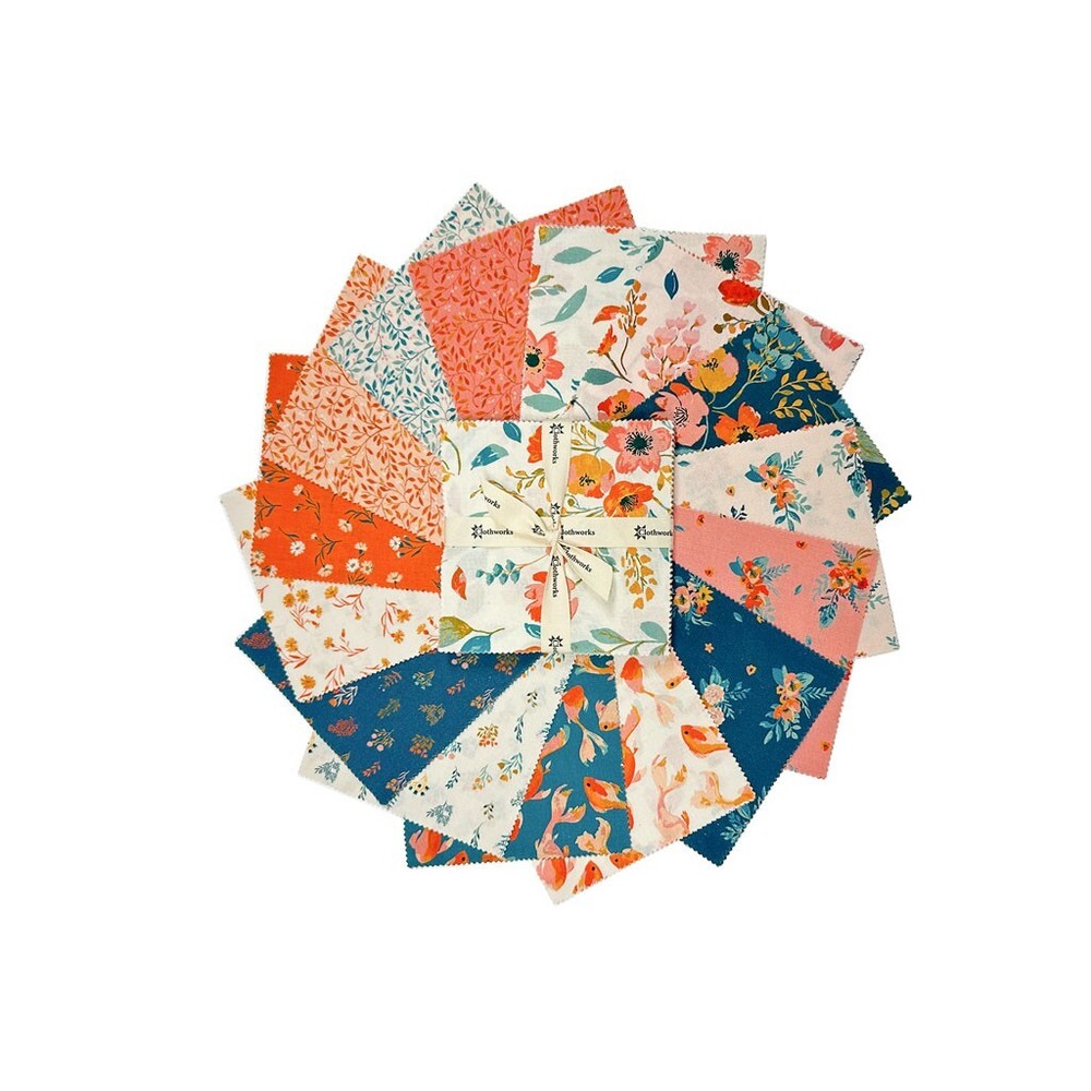 Stephanie 5″ charm pack floral Goldfish squares by Clothworks Quilt Fabric