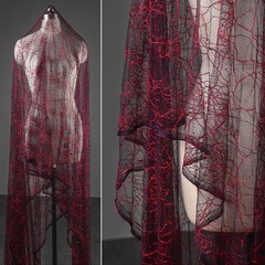 50*150cm Thin Transparent Spider Web Mesh Red Texture Fabric DIY Stage Crafts.