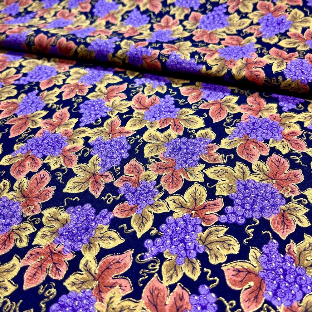 Wine Lover Vineyard Grapes Fabric from Textile Arts and Film 1 YARD 100% Cotton