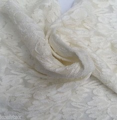 Ivory Nylon Spandex Lace Fabric by the Yard Heavy Weight