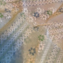Vintage 70s Sheer Floral Flocked Swiss Dot Curtain Panels Fabric Woolworth As-Is