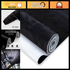 Suede Auto Headliner Fabric 54″x60″ Foam Backing – Black Replacement Material fo