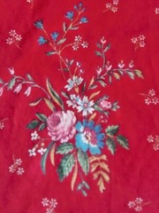 Concord Fabric Inc. Red Floral Cotton Fabric Quilting Sewing 3 Yards 7 Inches
