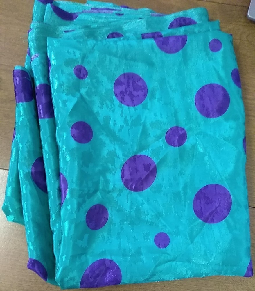 silk fabric 45×140″ polka dot teal / green & purple
