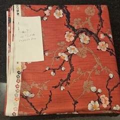 Kokka Japan Haikara 100% Cotton Fabric Plum Blossom Ume Over Brick Red 44″ 5+ yd