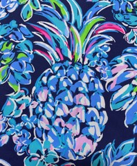 Lilly Pulitzer Cotton Poplin Fabric High Tide Navy Pineapple Paradise 36″ X 57″