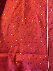 Stars Dots Swirls On Red ~ Edith Ellen 1 Yard 2“ “Meow Magic” Dated 2002 OOP