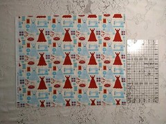 AMT Sew Vintage Cotton Fabric Dresses Sewing Machine Buttons Scissors 18″x44