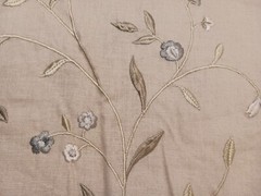 Randolph Alexander Linen Blend Floral Embroidered Fabric Samples Tan Blue Brown