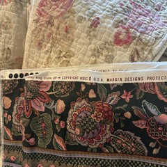 100”- Stanley King Studios Screen Print Fabric Teflon Finish 54″ Floral VTG