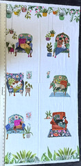 Dogs in Comfy Chair by Rebecca Jones for Clothworks cotton Panel 43×24 RARE
