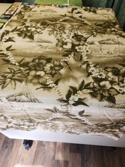 2 Yards Tropical Olive Green White Dolphins Hibiscus Island 100% Cotton