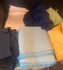 Assorted 7 lbs Fabric Various Colors & Textures For Sewing Crafts larger pieces