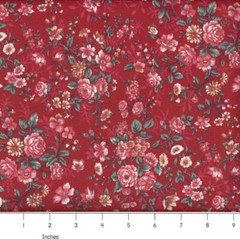 Manor Elegant Flower Bouquets Burgundy Red 100% cotton fabric PICK SIZE