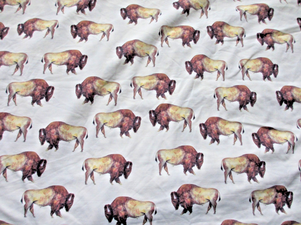 Buffalos on Cream Lycra Spandex Swimsuit Dancewear Activewear Fabric 2 yards