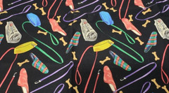 Blank Quilting Fabric 27″ Mark Hordyszynski Dog Bone Newspaper Slippers Leash