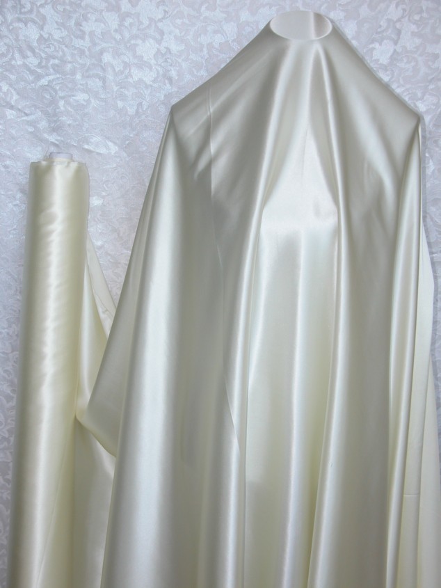 New 100% Pure Silk Satin Charmeuse Fabric Solid Ivory Per Yard