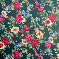 Christmas Floral Fabric by Marcus Brothers Roses and Amaryllis 100% Cotton