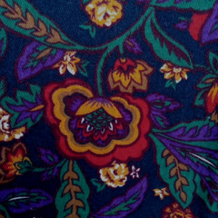 Flannel Fabric–Jewel Tone Floral on Dark Navy Cotton, 58″ Wide x 2+ Yards