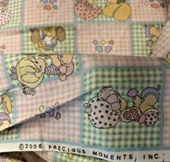 VTG `06 Precious Moments by Spectrix Gingham Pastel Cheater Quilt Babies BTFQ