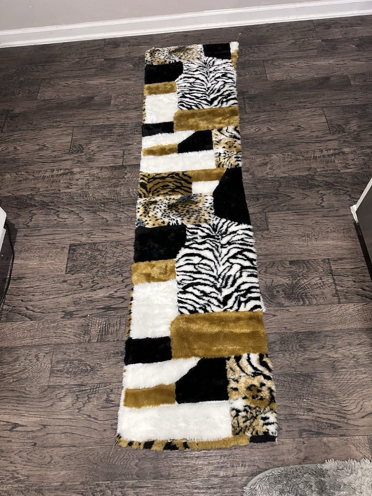 Vintage Faux Fur Fabric Leopard Zebra Animal Print 77”X 18”