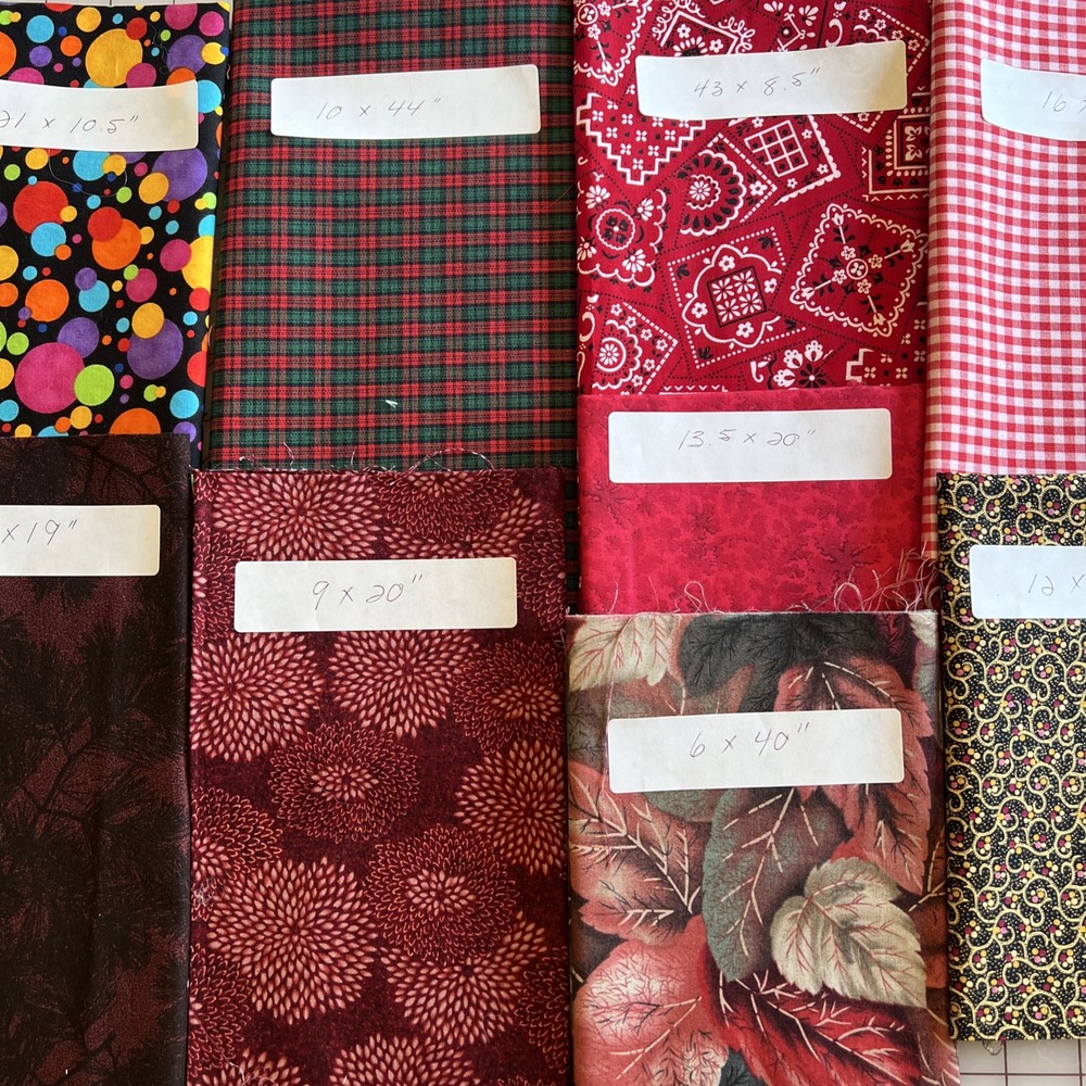 Larger Fabric Scraps for Quilting. Sizes Shown On Photos. Multicolored. 1/2 Lb